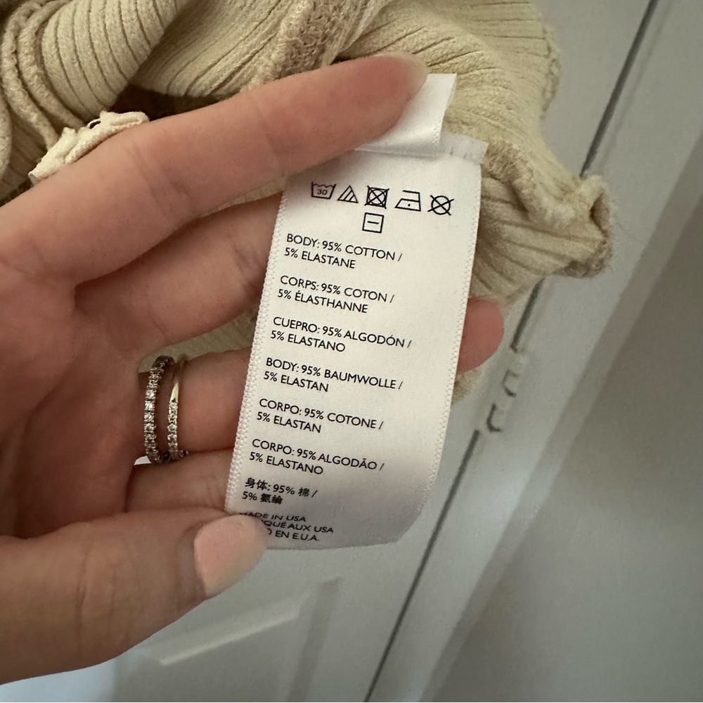 Beige Ribbed Zip Up Top - Picture 5 of 7